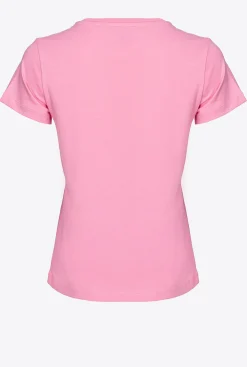 Topwear|PINKO T-Shirt A Logo Imprime Rose-Convolvus