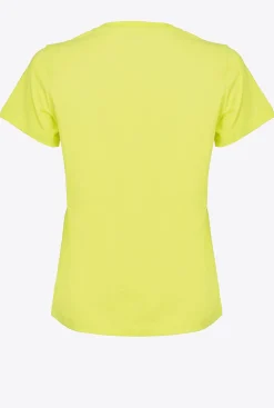 Topwear|PINKO T-Shirt A Logo Imprime Vert Olive Chaud