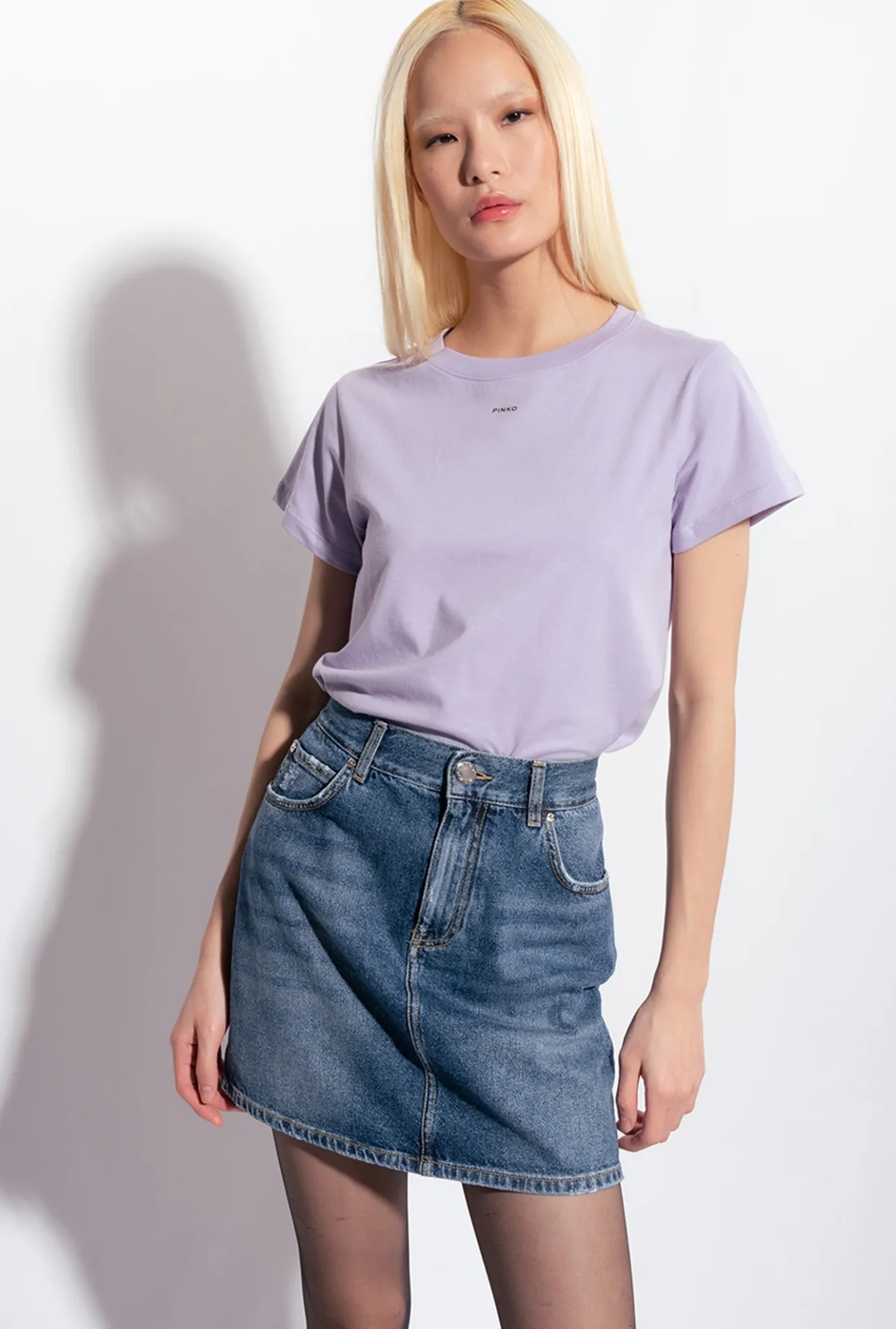 Topwear|PINKO T-Shirt A Mini Logo Lilas - Sorbet Clair