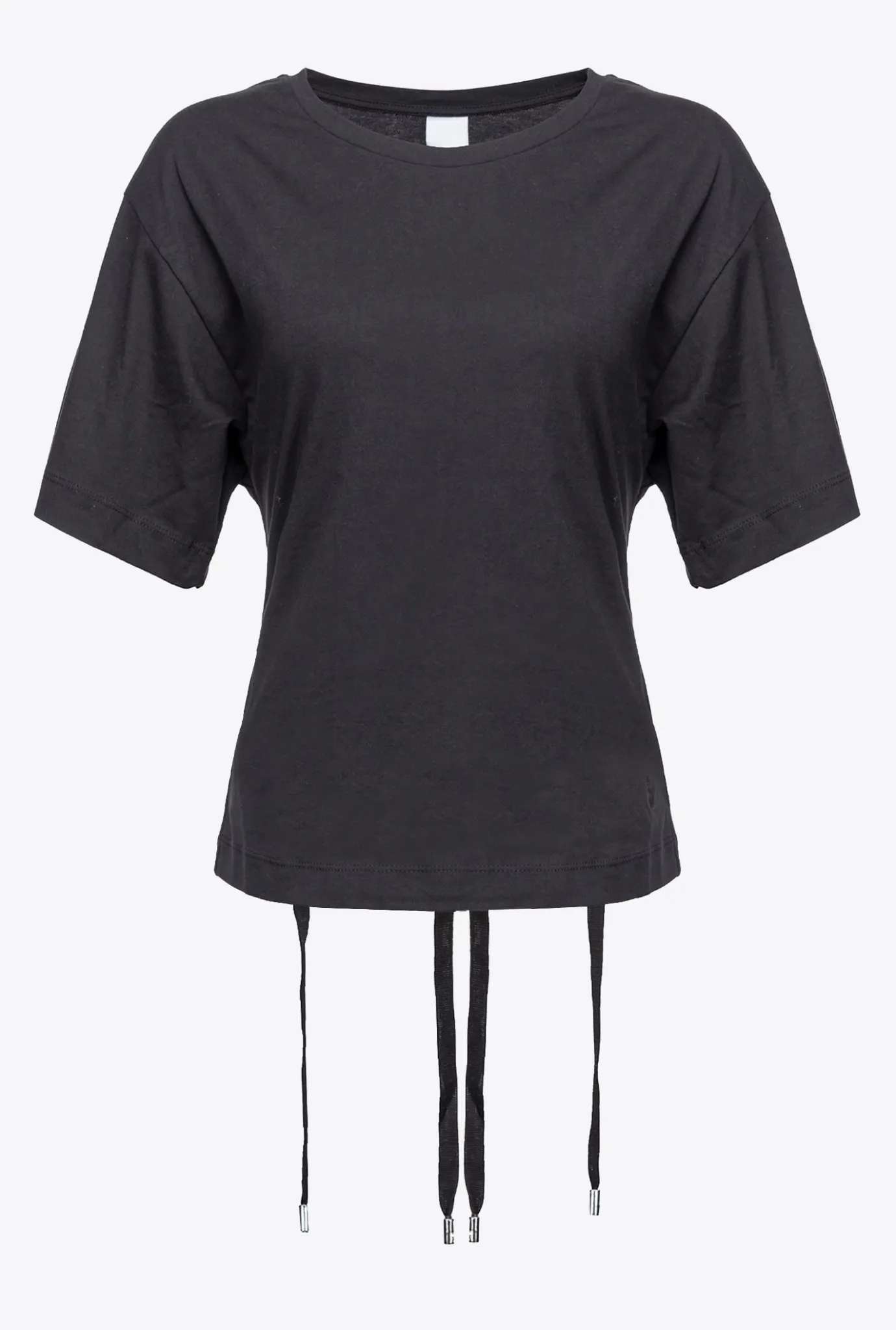 Topwear|PINKO T-Shirt Avec Lacets Au Dos Noir Limousine