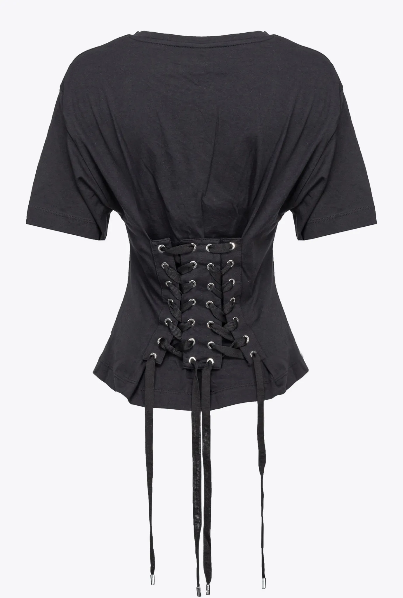 Topwear|PINKO T-Shirt Avec Lacets Au Dos Noir Limousine