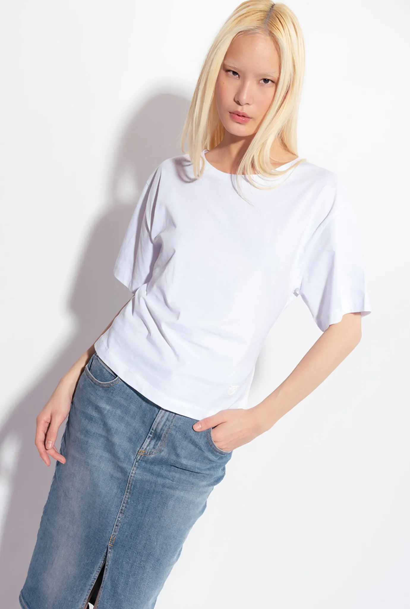 Topwear|PINKO T-Shirt Avec Lacets Au Dos Blanc Brill.
