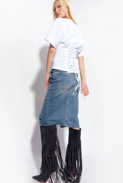 Topwear|PINKO T-Shirt Avec Lacets Au Dos Blanc Brill.