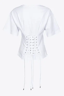 Topwear|PINKO T-Shirt Avec Lacets Au Dos Blanc Brill.