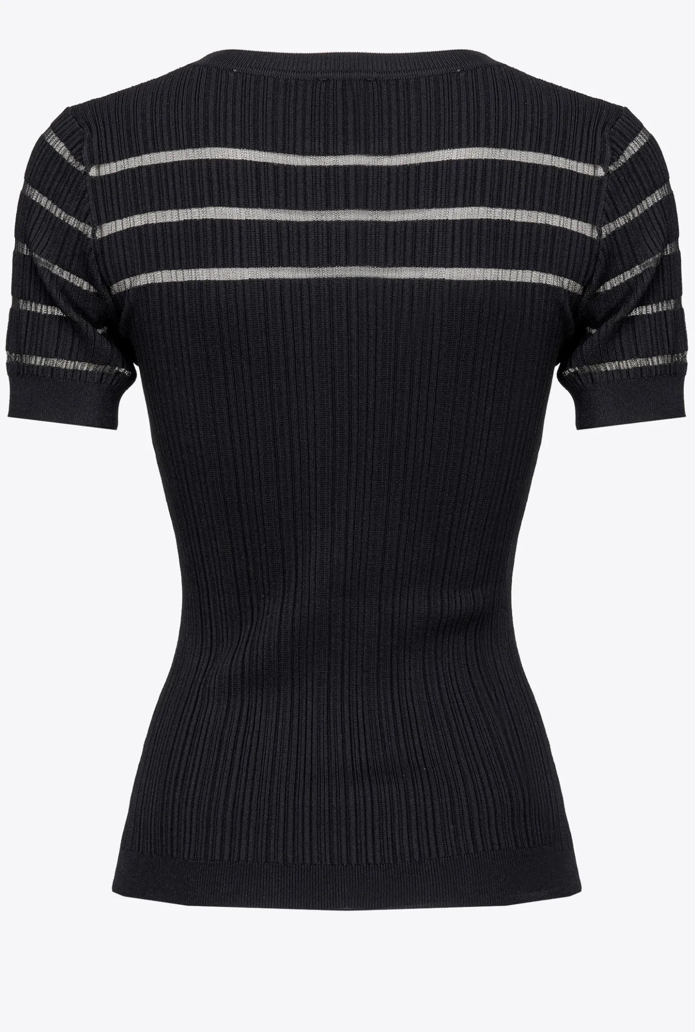 Pièces En Maille|PINKO T-Shirt Cotele A Details Transparents Noir Limousine