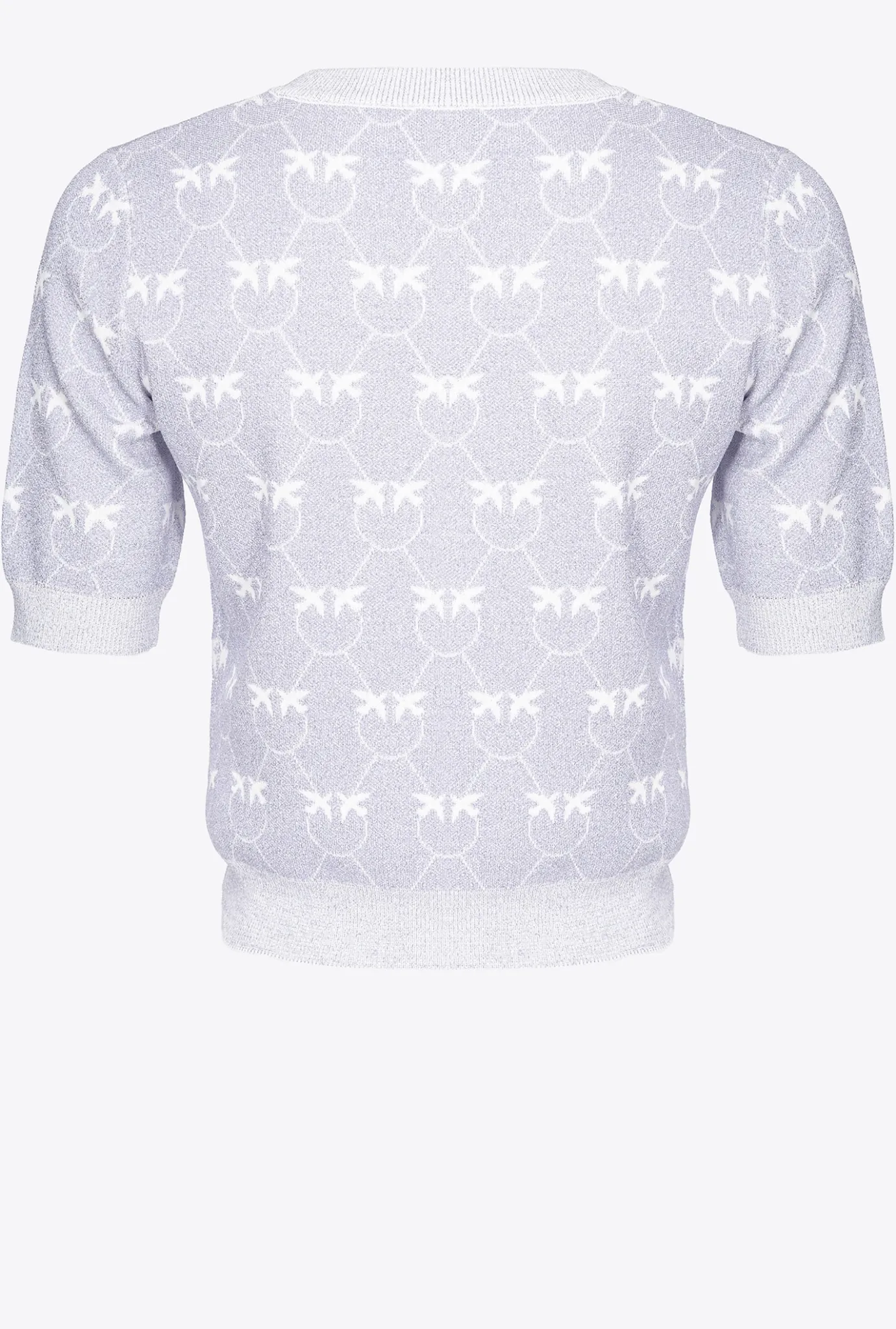 Tailleurs Et Ensembles|PINKO T-Shirt Court Monogram Lurex Lilas/Blanc