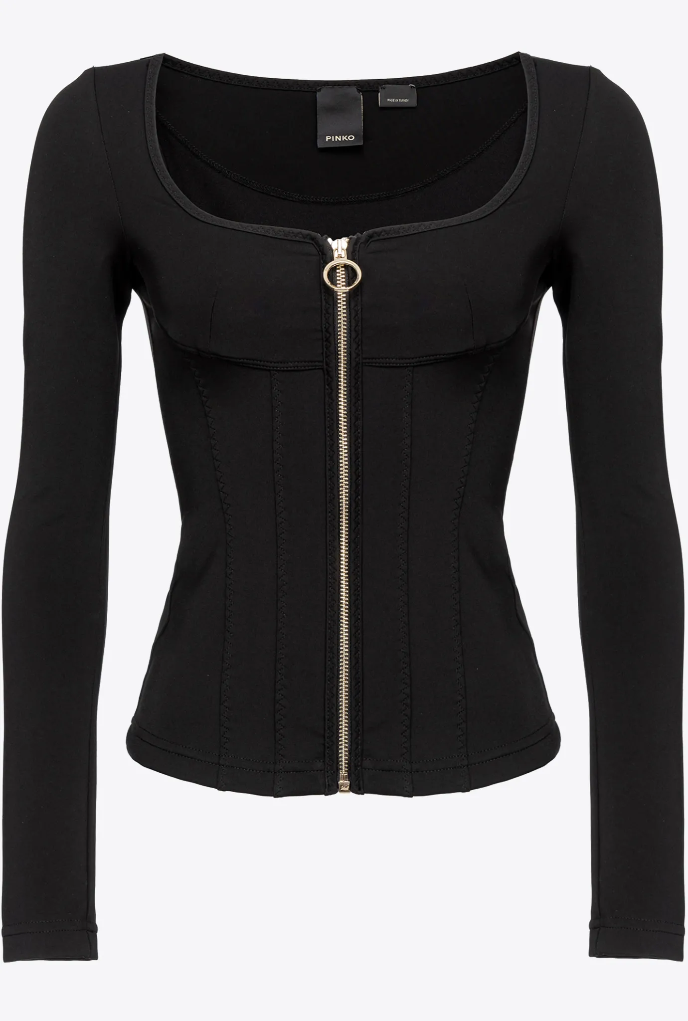 Vestes|PINKO Veste Ajustee En Neoprene Noir Limousine