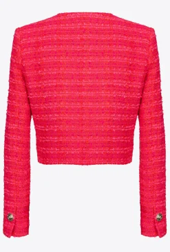 Tailleurs Et Ensembles|PINKO Veste Courte En Tweed Fantaisie Mult. Fuchsia/Rouge