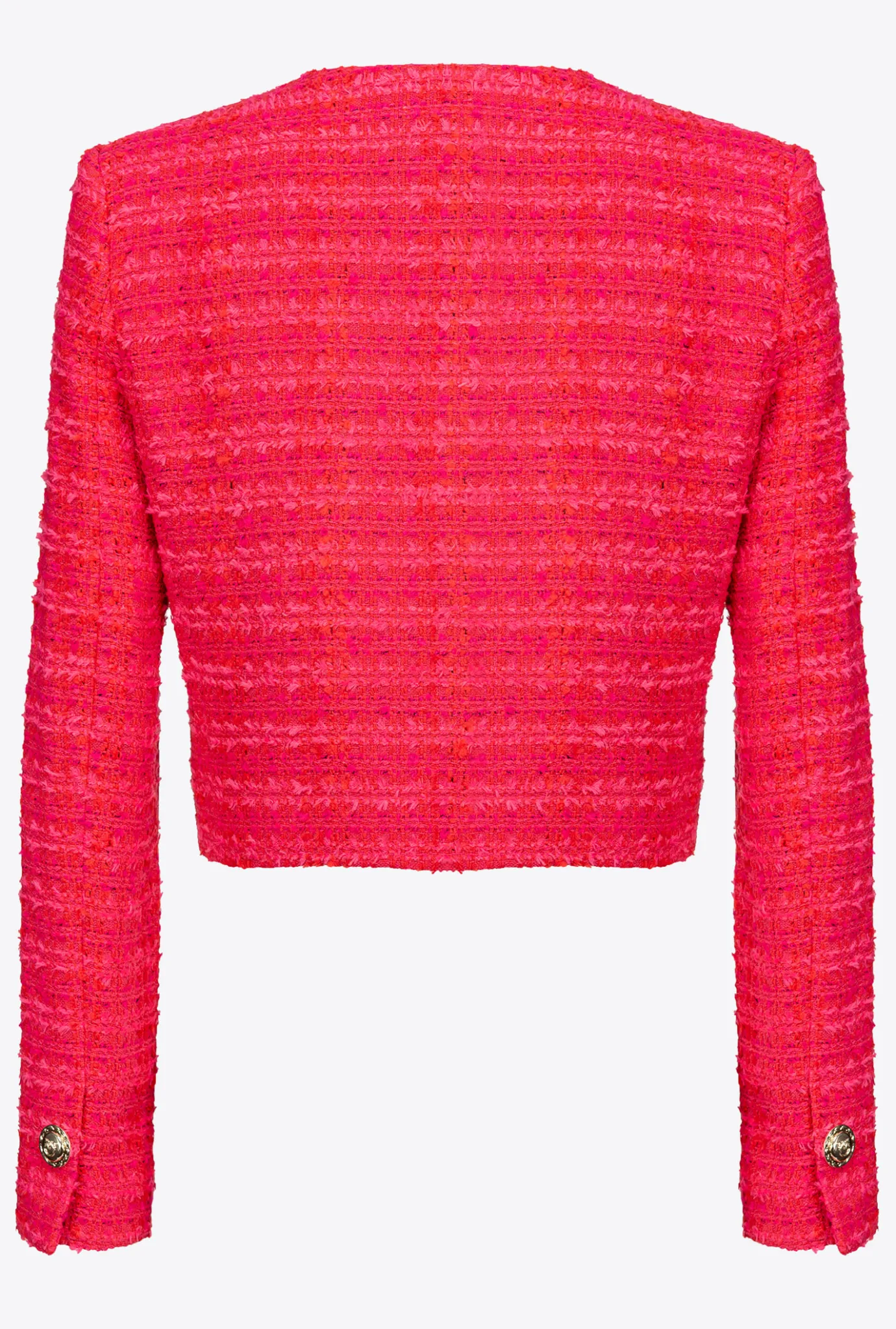 Tailleurs Et Ensembles|PINKO Veste Courte En Tweed Fantaisie Mult. Fuchsia/Rouge