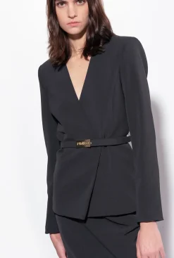 Tailleurs Et Ensembles|PINKO Veste Elegante A Fine Ceinture Noir Limousine