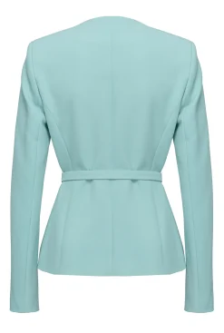 Tailleurs Et Ensembles|PINKO Veste Elegante A Fine Ceinture Bleu Nil