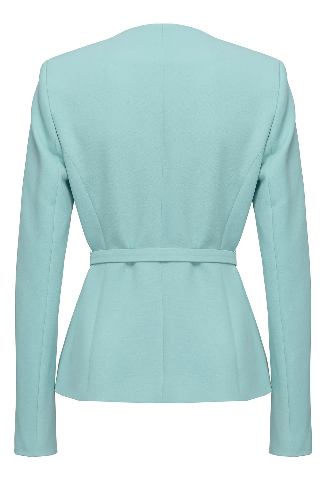 Tailleurs Et Ensembles|PINKO Veste Elegante A Fine Ceinture Bleu Nil