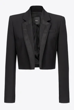 Vestes|PINKO Veste Spencer En Crepe De Polyester Noir Limousine