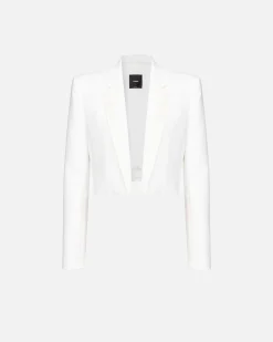 Tailleurs Et Ensembles|PINKO Veste Spencer En Crepe De Polyester Blanc Lait