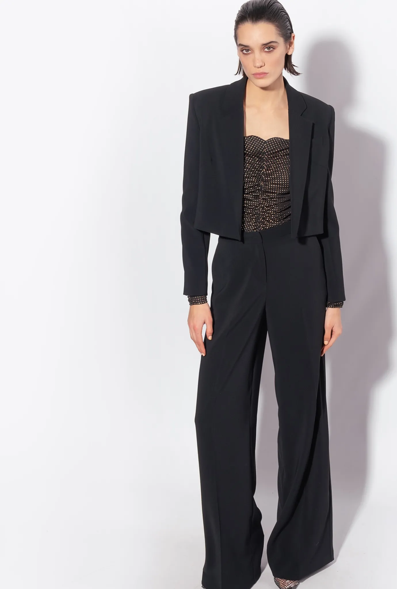 Tailleurs Et Ensembles|PINKO Veste Spencer En Crepe Stretch Noir Limousine