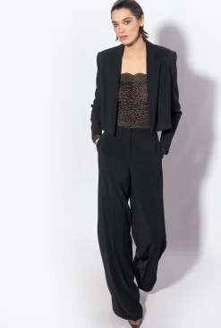 Tailleurs Et Ensembles|PINKO Veste Spencer En Crepe Stretch Noir Limousine