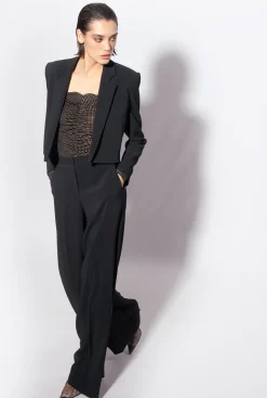 Tailleurs Et Ensembles|PINKO Veste Spencer En Crepe Stretch Noir Limousine